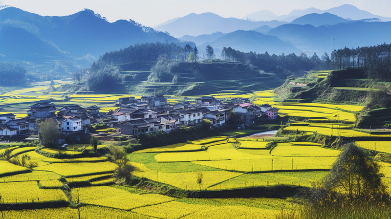 蓝色天空田野旁的新农村景象,高清,摄影图,摄影图片,图片大全,摄影图免费下载